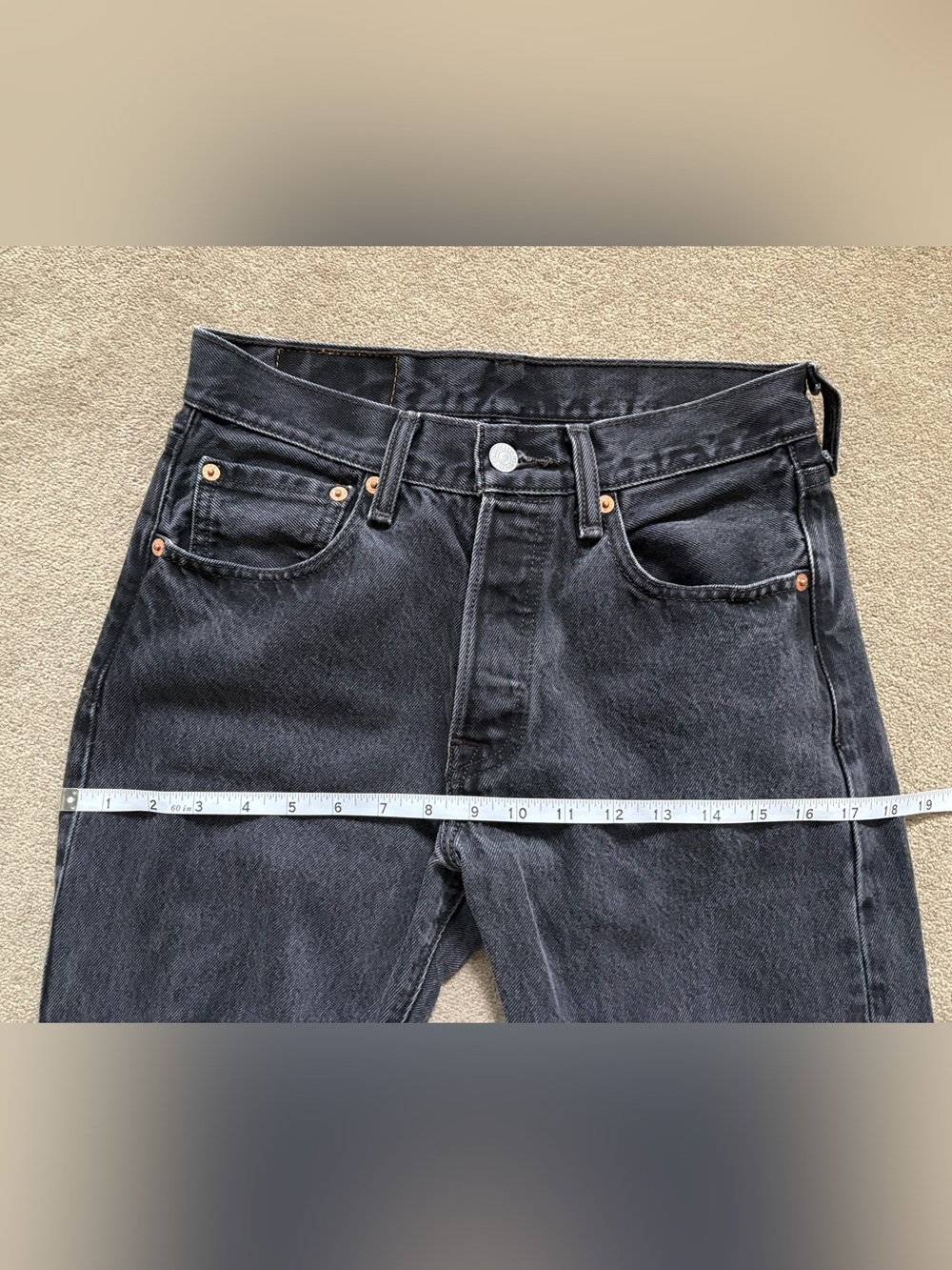 Levi’s 501 Original Straight Jeans Black Wash Button Fly Vintage Fade - Picture 8 of 12